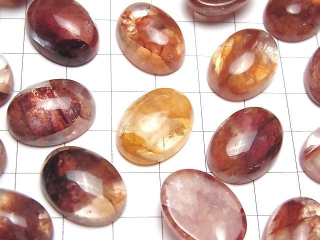 [Video]Red Hematite Quartz Oval Cabochon 20x15mm 2pcs