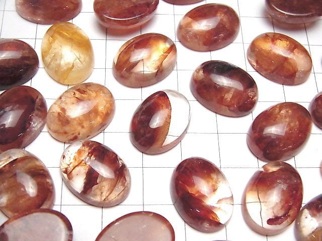 [Video]Red Hematite Quartz Oval Cabochon 20x15mm 2pcs