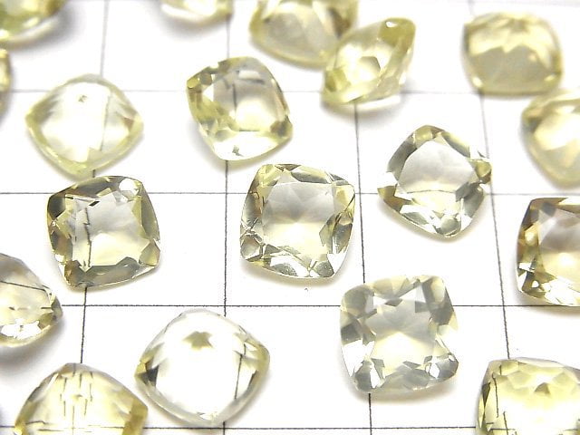 [Video]High Quality Lemon Quartz AAA Loose stone Square Faceted 8x8mm 4pcs