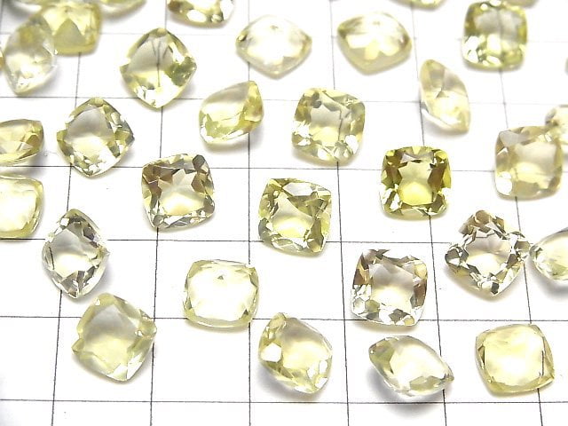 [Video]High Quality Lemon Quartz AAA Loose stone Square Faceted 8x8mm 4pcs