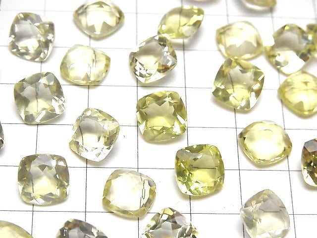 [Video]High Quality Lemon Quartz AAA Loose stone Square Faceted 10x10mm 3pcs