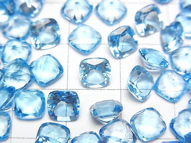 [Video]High Quality Swiss Blue Topaz AAA Loose stone Square Faceted 6x6mm 2pcs