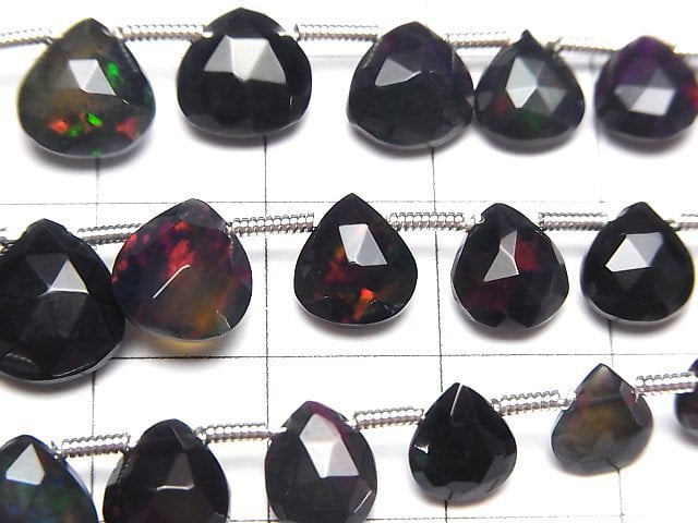 [Video]High Quality Ethiopian Black Opal AAA Chestnut Faceted Briolette half or 1strand (22pcs )