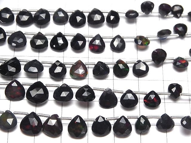 [Video]High Quality Ethiopian Black Opal AAA Chestnut Faceted Briolette half or 1strand (22pcs )