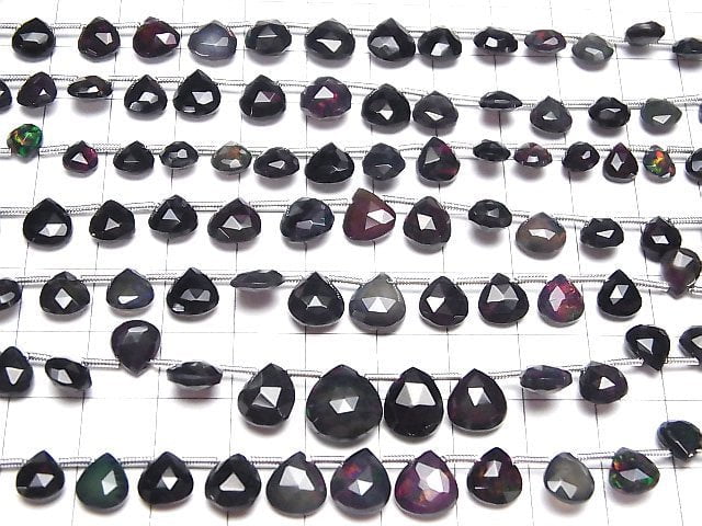 [Video]High Quality Ethiopian Black Opal AAA Chestnut Faceted Briolette half or 1strand (22pcs )