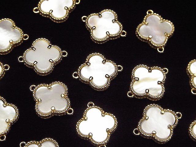 [Video]White Shell Flower Charm 11x11mm [Both Side ] 18KGP 1pc