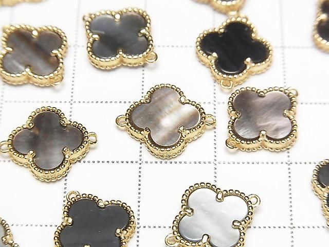 [Video] Black Shell Flower Charm 11x11mm [Both Side] 18KGP 1pc