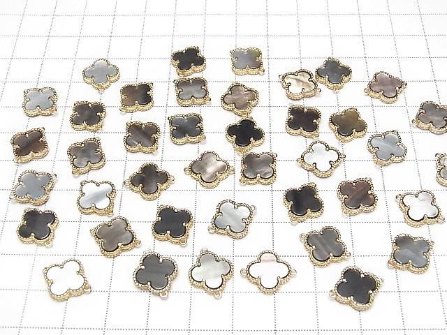 [Video] Black Shell Flower Charm 11x11mm [Both Side] 18KGP 1pc