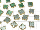 [Video] Malachite Flower Charm 11x11mm [Both Side] 18KGP 1pc