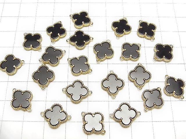 [Video] Onyx Flower Charm 11x11mm [Both Sides] 18KGP 1pc