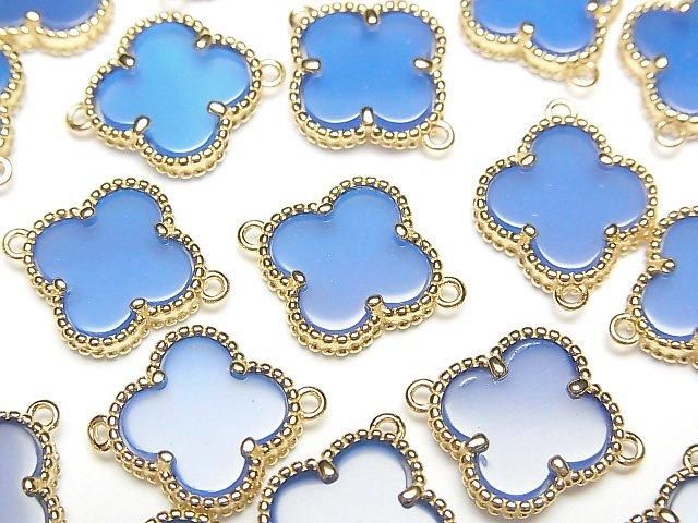 [Video] Blue Chalcedony Flower Charm 11x11mm [Both Sides] 18KGP 1pc