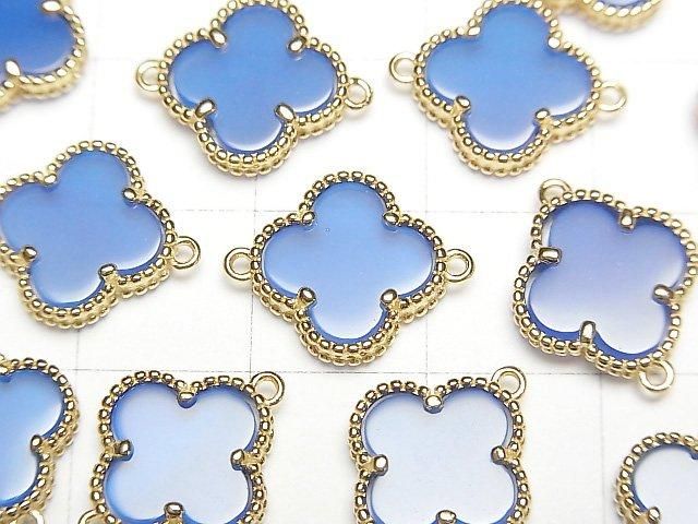 [Video] Blue Chalcedony Flower Charm 11x11mm [Both Sides] 18KGP 1pc