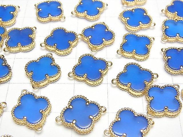 [Video]Blue Chalcedony Flower Charm 11x11mm [Both Side ] 18KGP 1pc