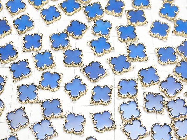 [Video] Blue Chalcedony Flower Charm 11x11mm [Both Sides] 18KGP 1pc