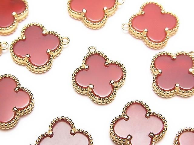 [Video] Red Agate AAA Flower Charm 11x11mm [One Side] 18KGP 1pc