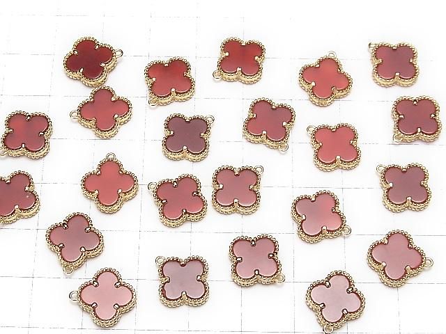 [Video] Red Agate AAA Flower Charm 11x11mm [One Side] 18KGP 1pc