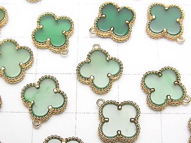 [Video] Green Onyx AAA Flower Charm 11x11mm [One Side] 18KGP 1pc