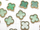 [Video] Green Onyx AAA Flower Charm 11x11mm [One Side] 18KGP 1pc