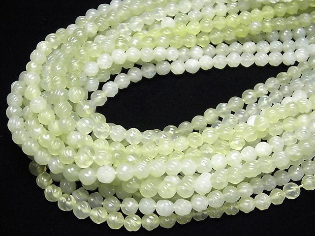 [Video] New Jade Round 6mm S line Twist NO.2 half or 1strand beads (aprx.15inch/38cm)