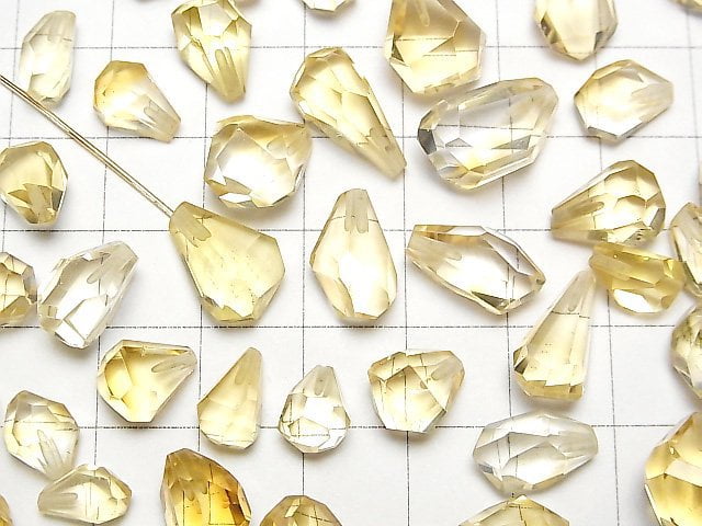 [Video]High Quality Citrine AAA Half Drilled Hole Rough Faceted Drop 3pcs