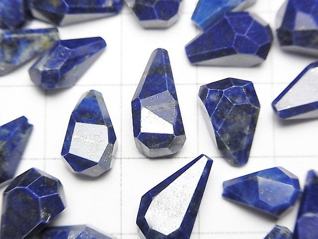 [Video]High Quality Lapislazuli AA++ Half Drilled Hole Rough Faceted Drop 3pcs