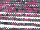 [Video]High Quality! Ruby & Sapphire AA++ Faceted Button Rondelle 3x3x2mm 1strand beads (aprx.15inch/36cm)