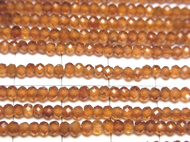 [Video]High Quality! Hessonite Garnet AAA Faceted Button Roundel 3x3x2mm 1strand beads (aprx.15inch/37cm)