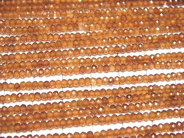 [Video]High Quality! Hessonite Garnet AAA Faceted Button Roundel 3x3x2mm 1strand beads (aprx.15inch/37cm)