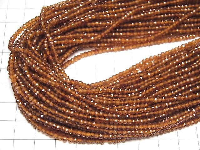 [Video]High Quality! Hessonite Garnet AAA Faceted Button Roundel 3x3x2mm 1strand beads (aprx.15inch/37cm)