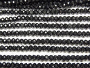 [Video]High Quality! Black Tourmaline AAA- Faceted Button Rondelle 5x5x3mm 1strand beads (aprx.15inch/36cm)