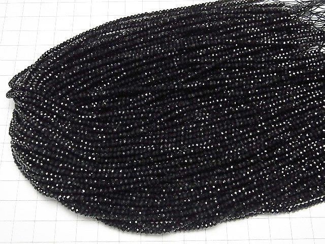 [Video]High Quality! Black Tourmaline AAA- Faceted Button Rondelle 5x5x3mm 1strand beads (aprx.15inch/36cm)