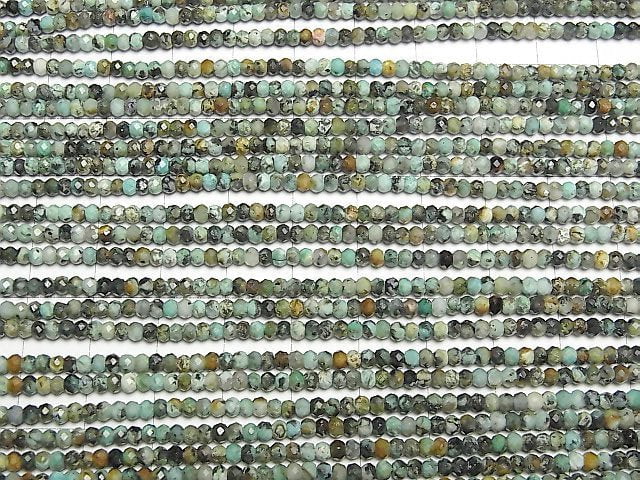 [Video]High Quality! African Turquoise Faceted Button Roundel 3x3x2mm 1strand beads (aprx.15inch/37cm)