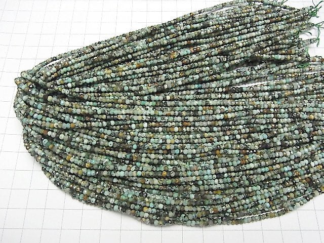 [Video]High Quality! African Turquoise Faceted Button Rondelle 3x3x2mm 1strand beads (aprx.15inch/37cm)