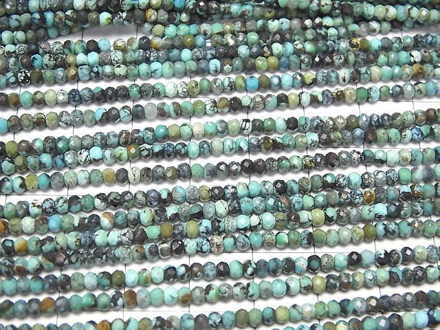 [Video]High Quality! Turquoise AA Faceted Button Roundel 3x3x2mm 1strand beads (aprx.15inch/36cm)