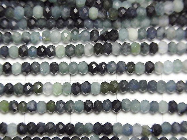 [Video]High Quality! Indigolite Tourmaline AA Faceted Button Roundel 3x3x2mm 1strand beads (aprx.15inch/37cm)