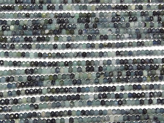 [Video]High Quality! Indigolite Tourmaline AA Faceted Button Rondelle 3x3x2mm 1strand beads (aprx.15inch/37cm)