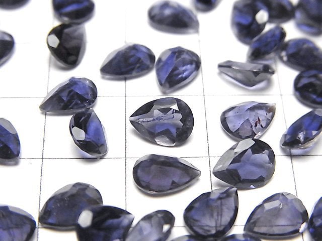 [Video]High Quality Iolite AAA Loose stone Pear shape Faceted 8x6mm 3pcs