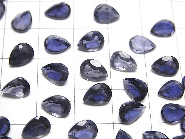 [Video]High Quality Iolite AAA Loose stone Pear shape Faceted 8x6mm 3pcs