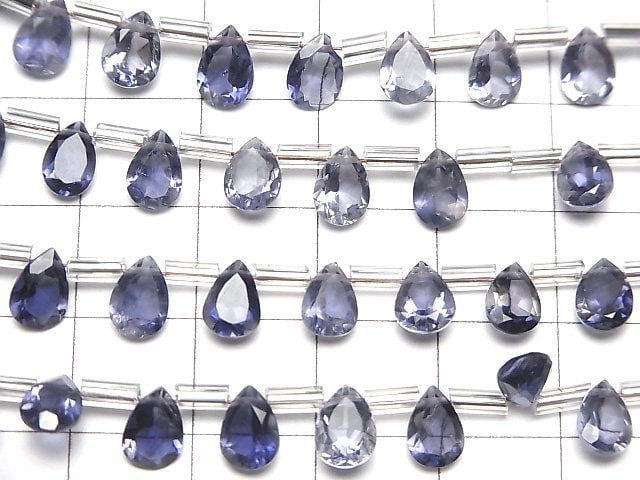 [Video] High Quality Iolite AAA Pear shape Faceted 7x5mm half or 1strand (18pcs )