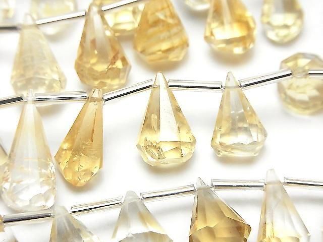 [Video] Citrine AA++ Rough Drop Faceted Briolette 1-strand (8pcs)