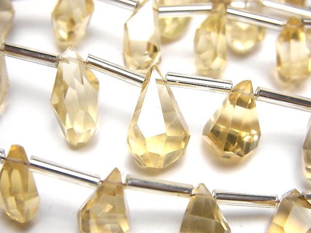 Citrine, Drop, Faceted Briolette Gemstone Beads