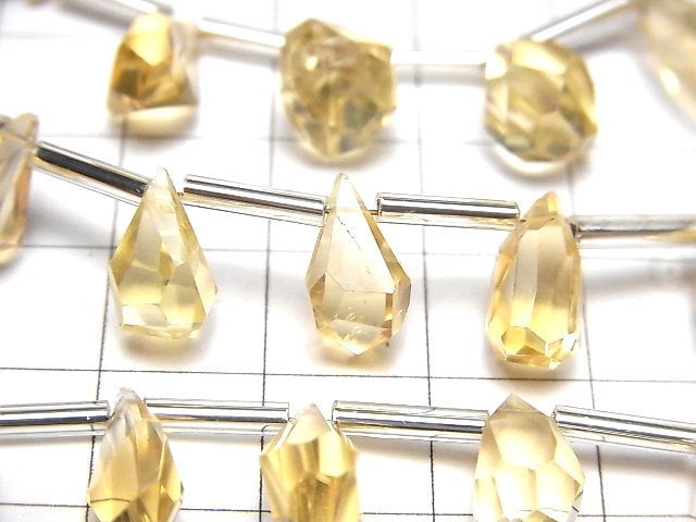 [Video]High Quality Citrine AAA Rough Drop Faceted Briolette [M size] 1strand (8pcs )