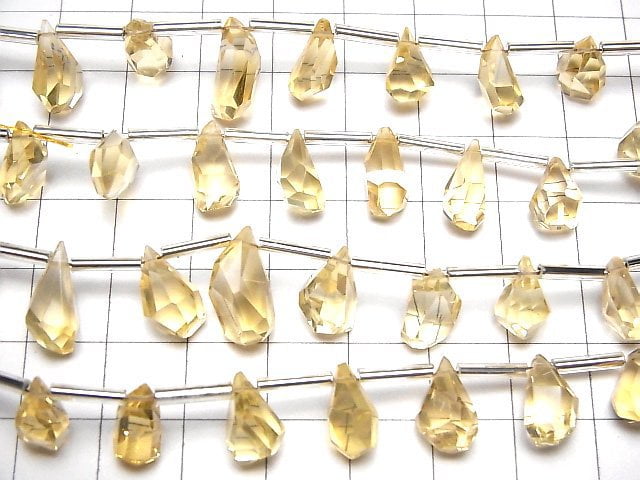 [Video]High Quality Citrine AAA Rough Drop Faceted Briolette [M size] 1strand (8pcs )