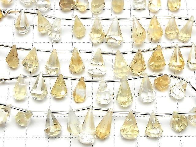 [Video] Citrine AA++ Rough Drop Faceted Briolette 1-strand (8pcs)