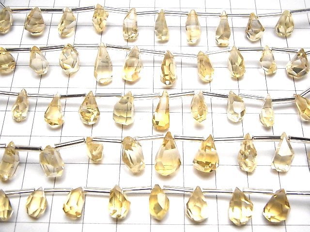 [Video]High Quality Citrine AAA Rough Drop Faceted Briolette [M size] 1strand (8pcs )