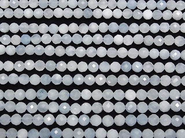 [Video]High Quality! Aquamarine AA Faceted Round 6mm 1strand beads (aprx.15inch/38cm)