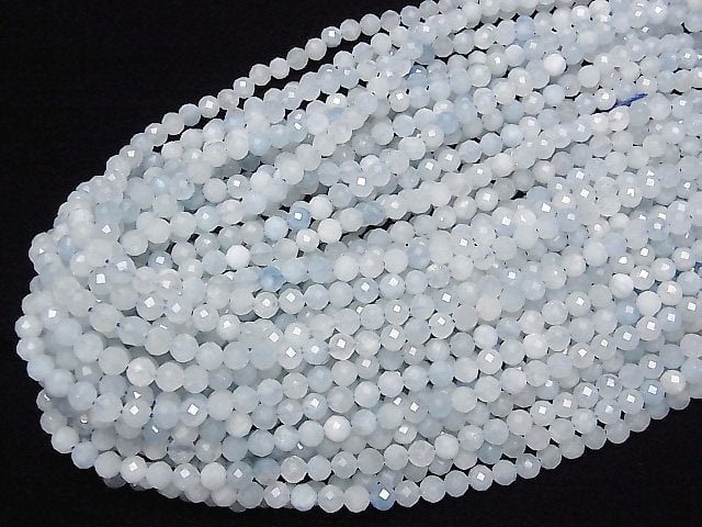 [Video]High Quality! Aquamarine AA Faceted Round 6mm 1strand beads (aprx.15inch/38cm)