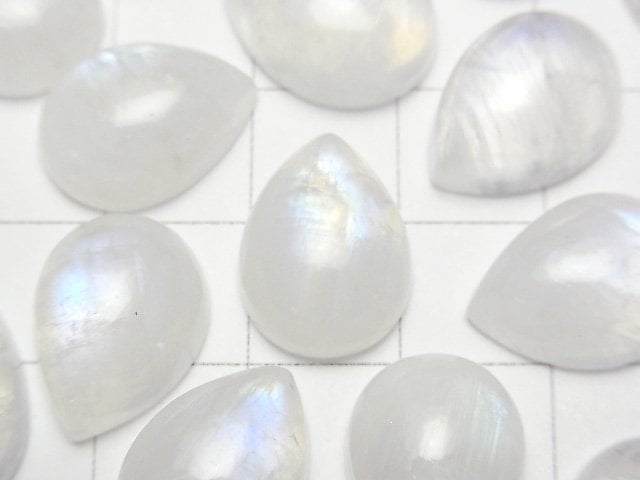 [Video]High Quality Rainbow Moonstone AA++ Pear shape Cabochon 16x12mm 2pcs