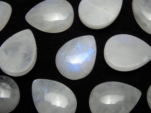 [Video] Rainbow Moonstone AA++ Pear shape Cabochon 20x15mm 2pcs