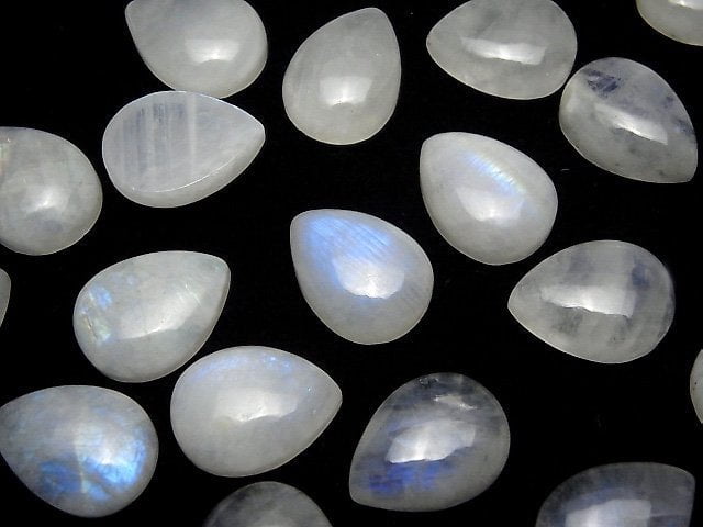 [Video] Rainbow Moonstone AA++ Pear shape Cabochon 20x15mm 2pcs